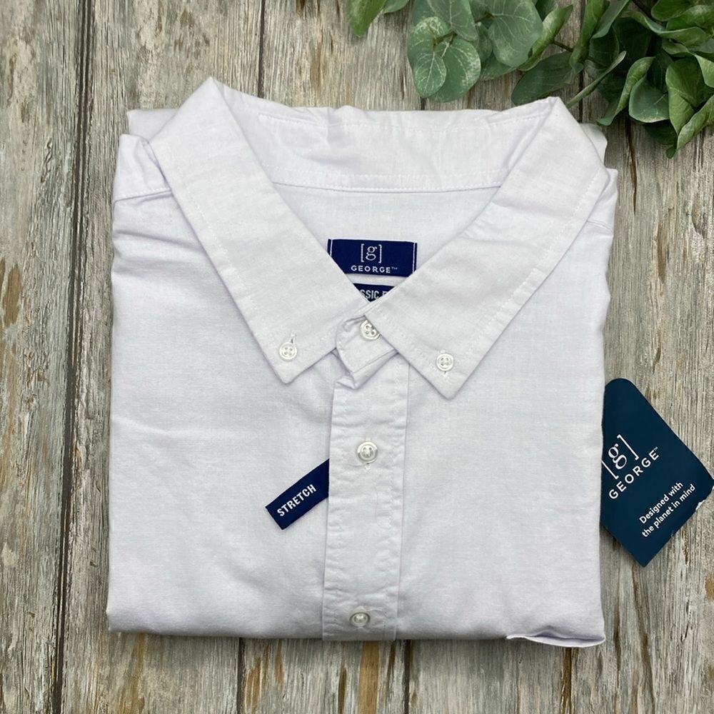 Men’s White Long Sleeve Poplin Button-Up Dress Shirt Size 3XL